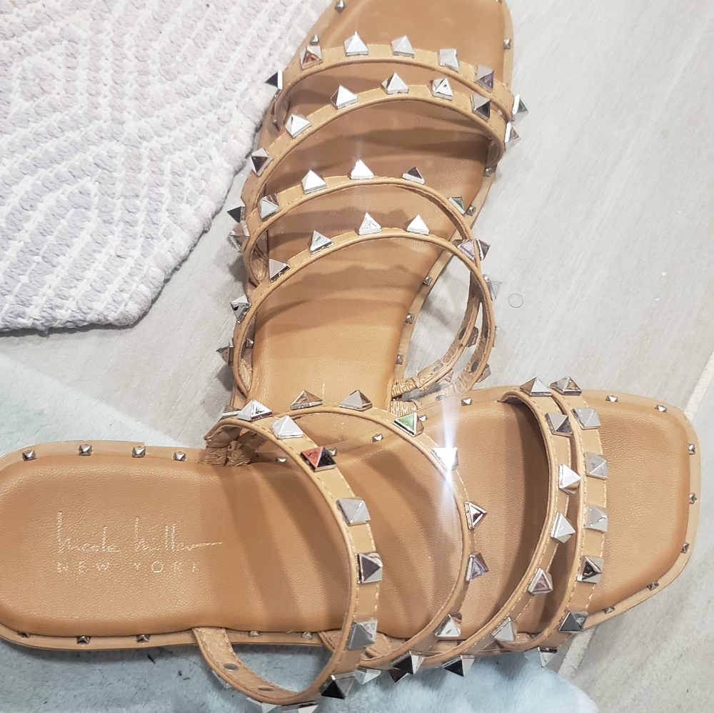 Nicole Miller silver studded flats